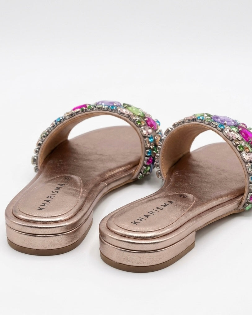 Ciabattine Gioiello con Pietre Multicolor - Bronzo Laminato