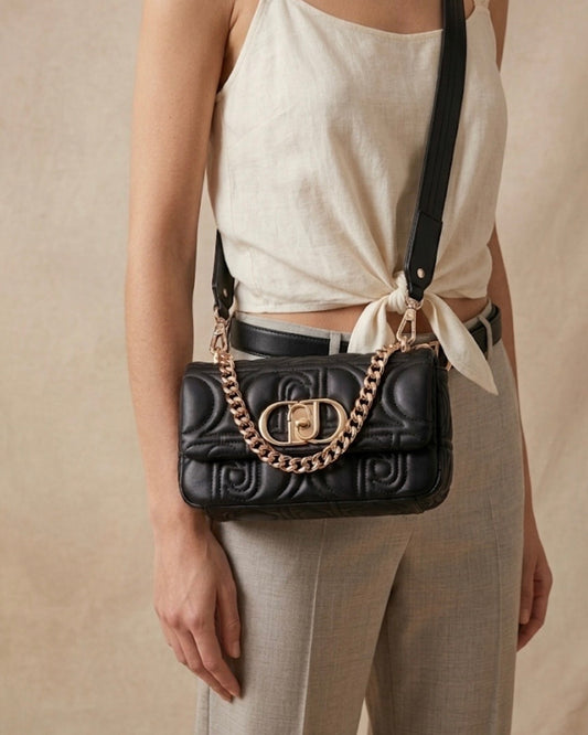 Borsa Liu Jo a Tracolla Trapuntate con Maxi Catena Gold