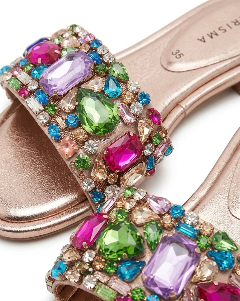 Ciabattine Gioiello con Pietre Multicolor - Bronzo Laminato