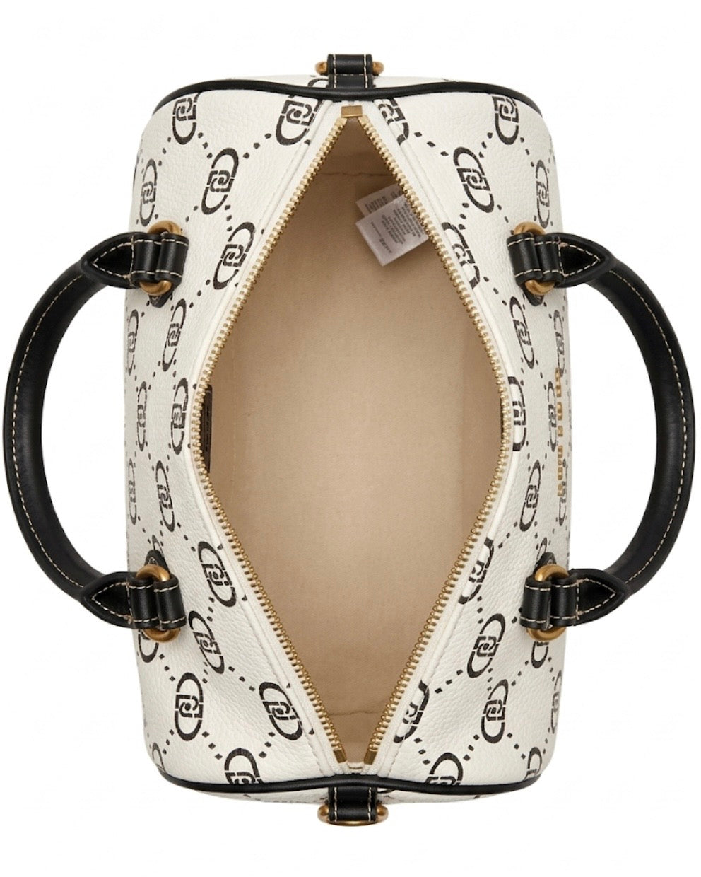 Borsa a bauletto Liu Jo Monogram bianco e nero con doppi manici - Interno.