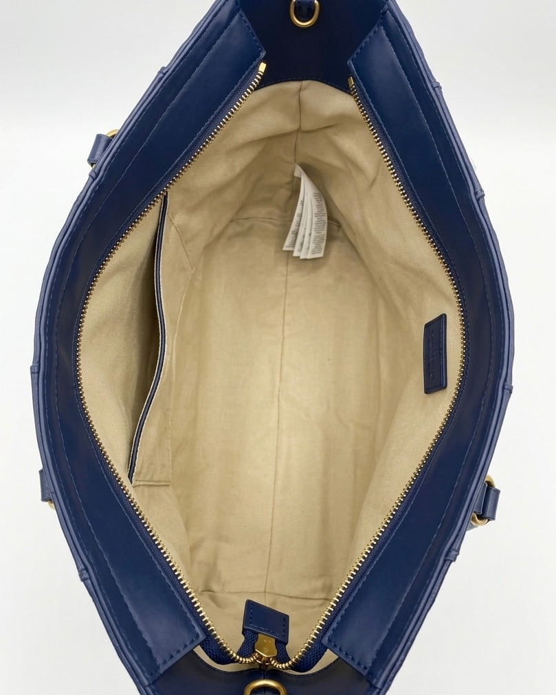 Borsa shopping Liu Jo blu navy con trama logo a rilievo-interno.
