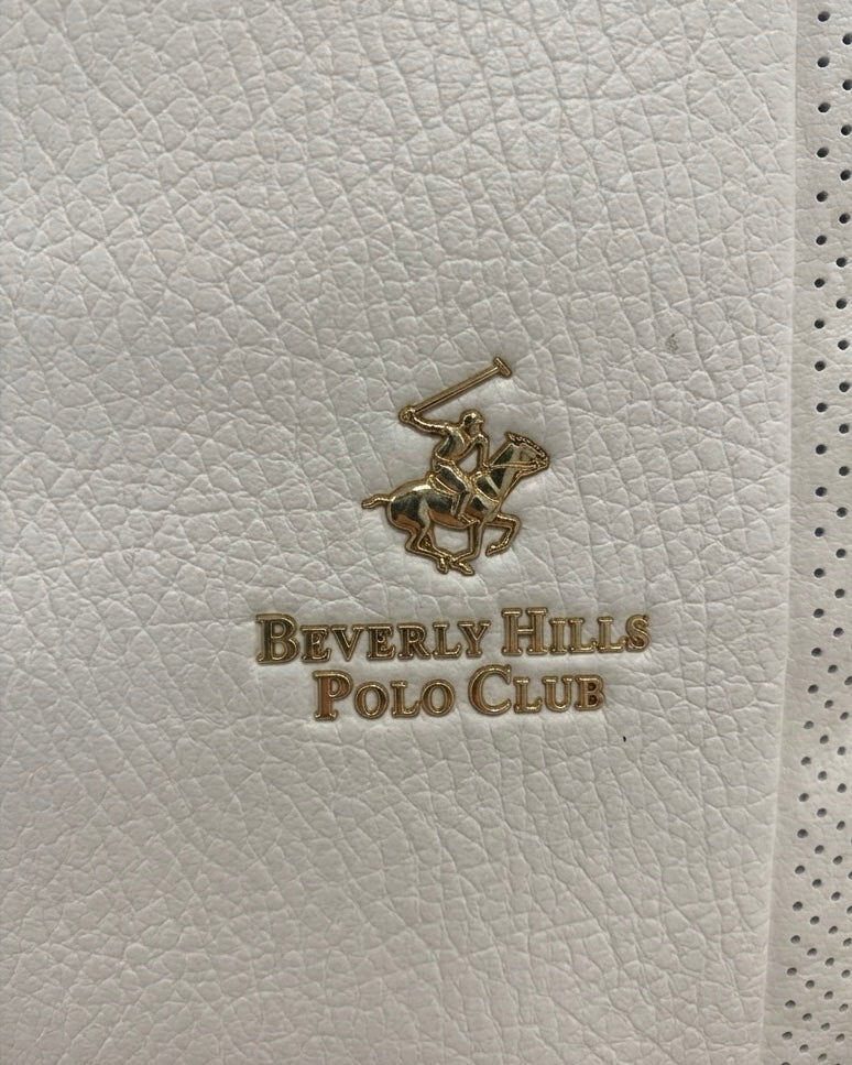 Zainetto bianco Beverly Hills Polo Club con dettaglio traforato, cerniera dorata e mini charm borsellino rimovibile - Buttò Calzature - logo.