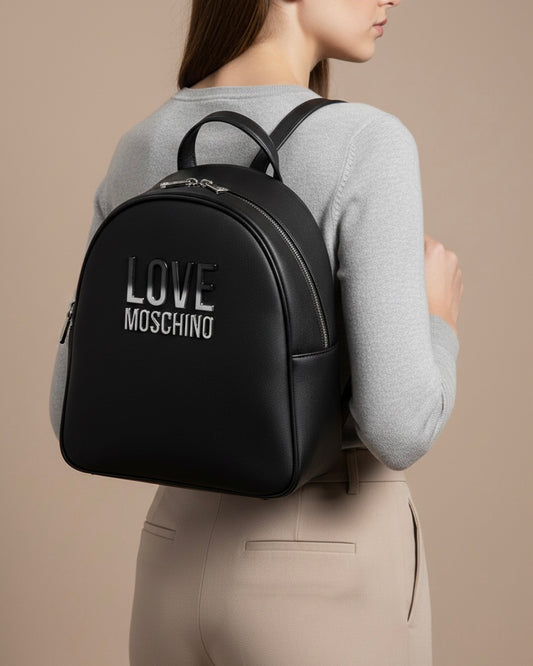 Zaino Love Moschino in Ecopelle con Logo Lettering – Nero